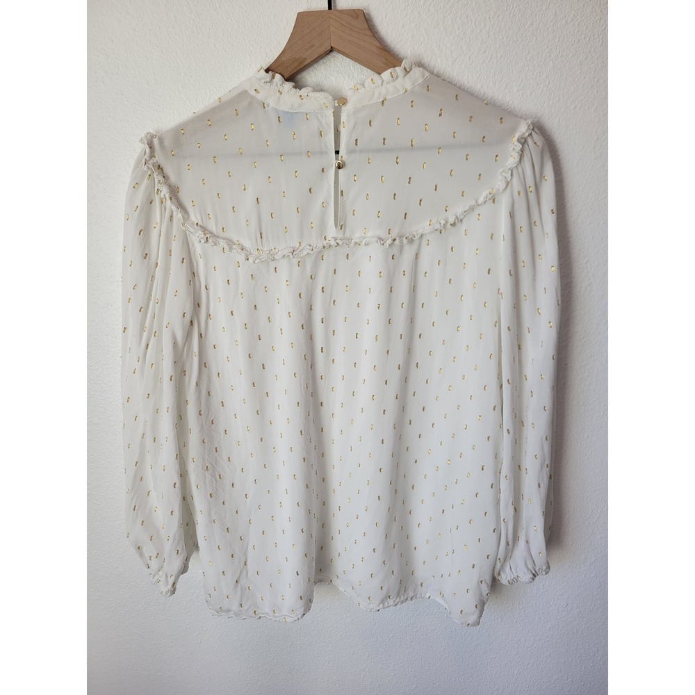 Draper James RSVP Metallic Clip Dot Ruffle Blouse - Women's XL - Cottagecore - Picture 6 of 10